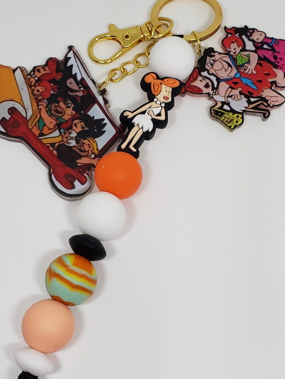Handmade Flintstones Wilma Flintstone Silicone Beaded Keychain